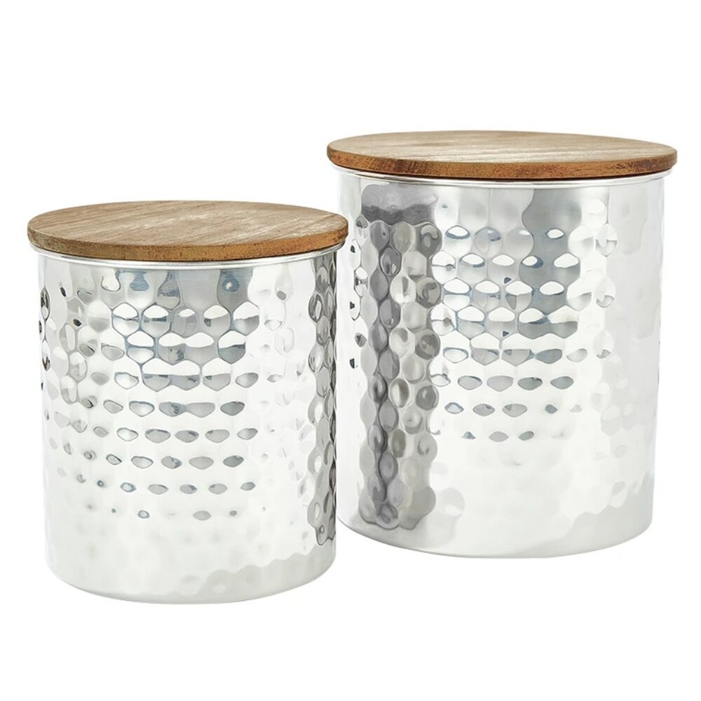 New Uncommon James Hammered Silver Canister Set